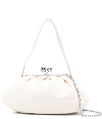 Мягкая кожаная сумка WEEKEND Max Mara CUBICO Pasticcino Bag Medium белая
