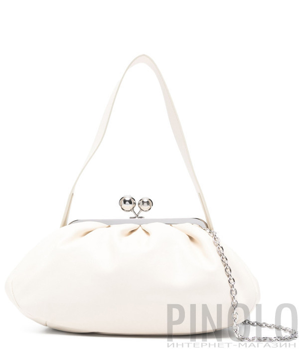 Мягкая кожаная сумка WEEKEND Max Mara CUBICO Pasticcino Bag Medium белая
