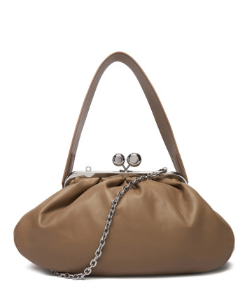 Мягкая кожаная сумка WEEKEND Max Mara CUBICO Pasticcino Bag Medium коричневая