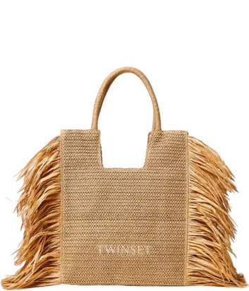 Сумка-шоппер із рафії TWINSET 261LM8ABB з бахромою з боків