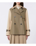 Короткий двубортный тренч WEEKEND Max Mara WKDBIGLIA расклешенный силуэт оливковый