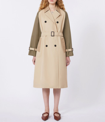 Двустороннее пальто-тренч миди WEEKEND Max Mara WKDCANASTA оливково-бежевый