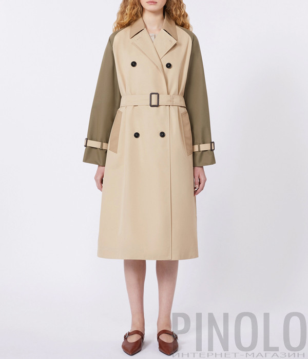 Двустороннее пальто-тренч миди WEEKEND Max Mara WKDCANASTA оливково-бежевый