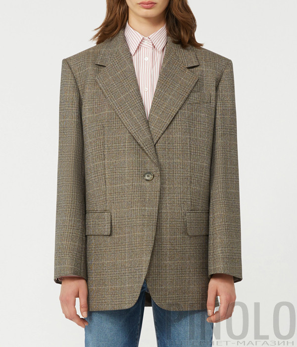 Свободный шерстяной пиджак WEEKEND Max Mara WKDMAGMA с классическим клетчатым узором