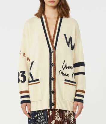 Свободный кардиган WEEKEND Max Mara WKDBLASONE украшенный контрастными вставками