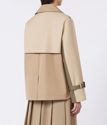 Короткий двубортный тренч WEEKEND Max Mara WKDBIGLIA расклешенный силуэт оливковый
