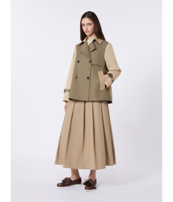 Короткий двубортный тренч WEEKEND Max Mara WKDBIGLIA расклешенный силуэт оливковый