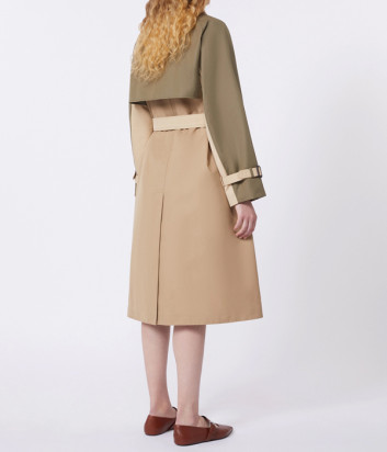 Двустороннее пальто-тренч миди WEEKEND Max Mara WKDCANASTA оливково-бежевый