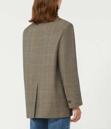 Свободный шерстяной пиджак WEEKEND Max Mara WKDMAGMA с классическим клетчатым узором