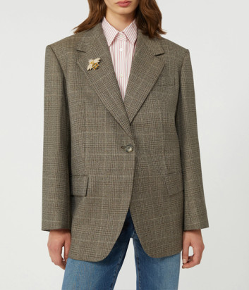 Свободный шерстяной пиджак WEEKEND Max Mara WKDMAGMA с классическим клетчатым узором