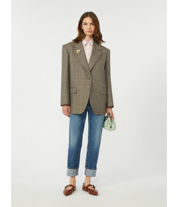 Свободный шерстяной пиджак WEEKEND Max Mara WKDMAGMA с классическим клетчатым узором