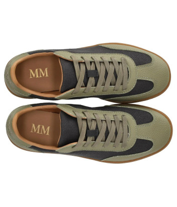 Кроссовки MAX MARA Madre из кожи и технической ткани серо-зеленые