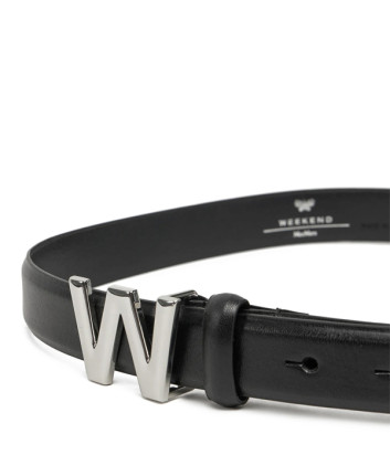 Кожаный пояс WEEKEND Max Mara AWEST с фирменной пряжкой черный