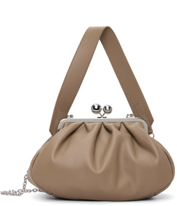 Кожаная сумка WEEKEND Max Mara CUBICO Pasticcino Bag Medium бежевая
