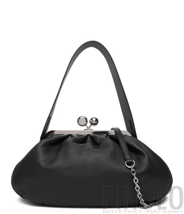 Кожаная сумка WEEKEND Max Mara CUBICO Pasticcino Bag Medium черная