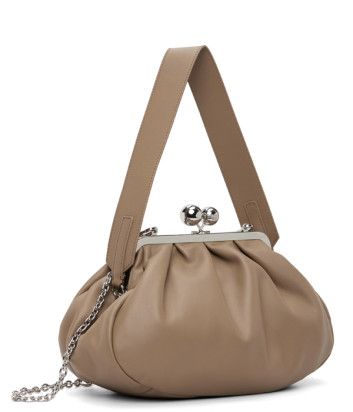 Кожаная сумка WEEKEND Max Mara CUBICO Pasticcino Bag Medium бежевая