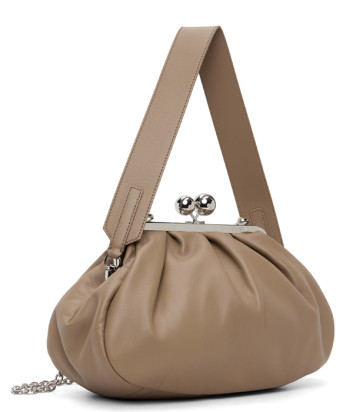 Кожаная сумка WEEKEND Max Mara CUBICO Pasticcino Bag Medium бежевая