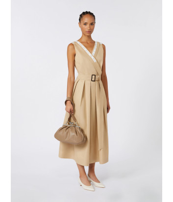 Кожаная сумка WEEKEND Max Mara CUBICO Pasticcino Bag Medium бежевая