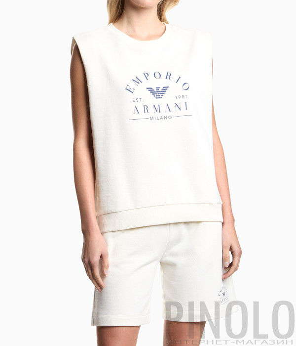 Толстовка без рукавов EMPORIO ARMANI EW003004 AF19031 с лого белая