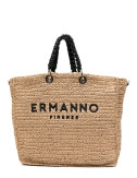 Большая плетенная сумка ERMANNO FIRENZE 12402082 бежевая
