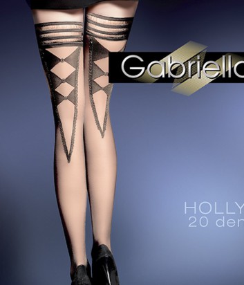 Чулки Gabriella Holly с самоудерживающимся кружевом телесные