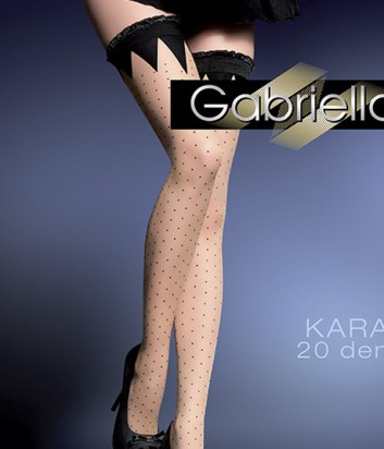 Чулки Gabriella Kara с самоудерживающимся кружевом телесные