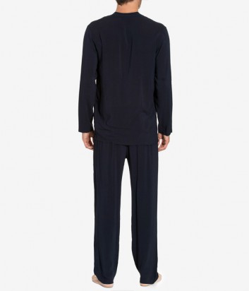 Роскошная мужская пижама Emporio Armani рубашка и штаны темно-синяя