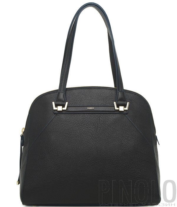 Кожаная сумка Furla Corona 821734 с высокими ручками черно-синяя