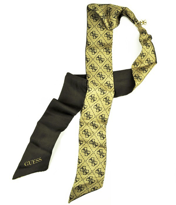 Женский платок-галстук Guess с аккуратной подвеской коричневый