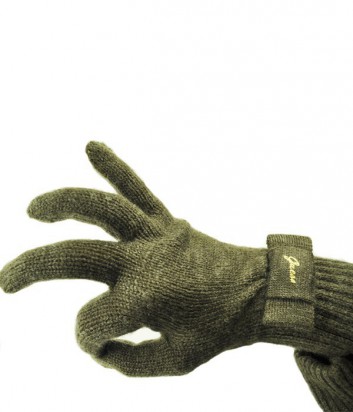 Теплые женские перчатки Guess декорированы бантиком коричневые