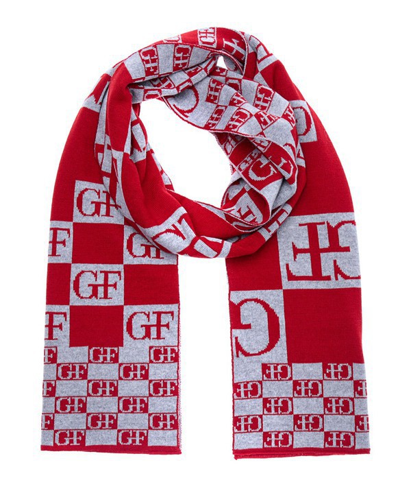 Теплый мужской шарф Gian Franco Ferre с лаконичным принтом красный
