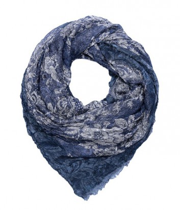 Женский платок 813 Ottotredici с нежным цветочным узором синий