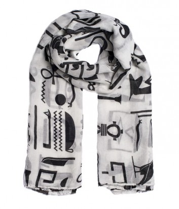Женский шарф 813 Ottotredici с абстрактным рисунком черно-белый