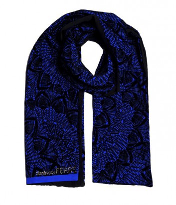 Женский шарф Gian Franco Ferre с кружевным принтом сине-черный