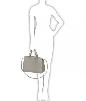 Кожаная сумка Furla Giada 870041 с внешним карманом серо-бежевая