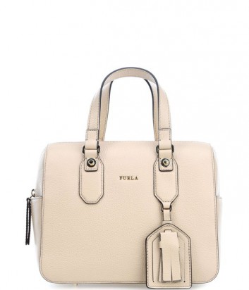 Женская сумка Furla Emma 870065 из мягкой текстурной кожи бежевая