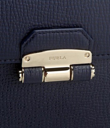 Средняя сумка Furla Chiara 852639 из текстурной кожи темно-синяя