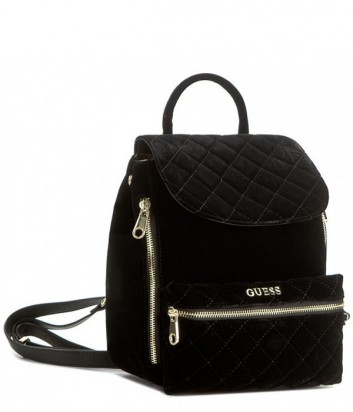 Модный женский рюкзак Guess с внешним карманом на молнии черный