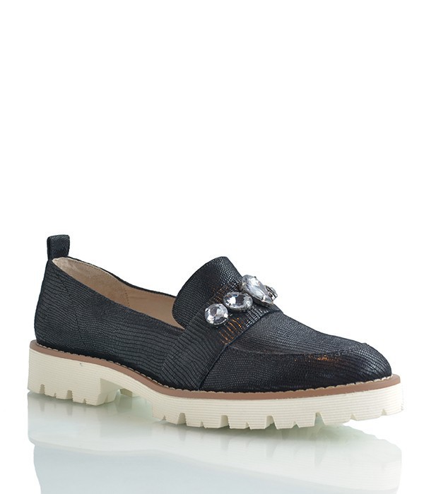 Кожаные туфли-броги Rylko декорированные кристаллами черные