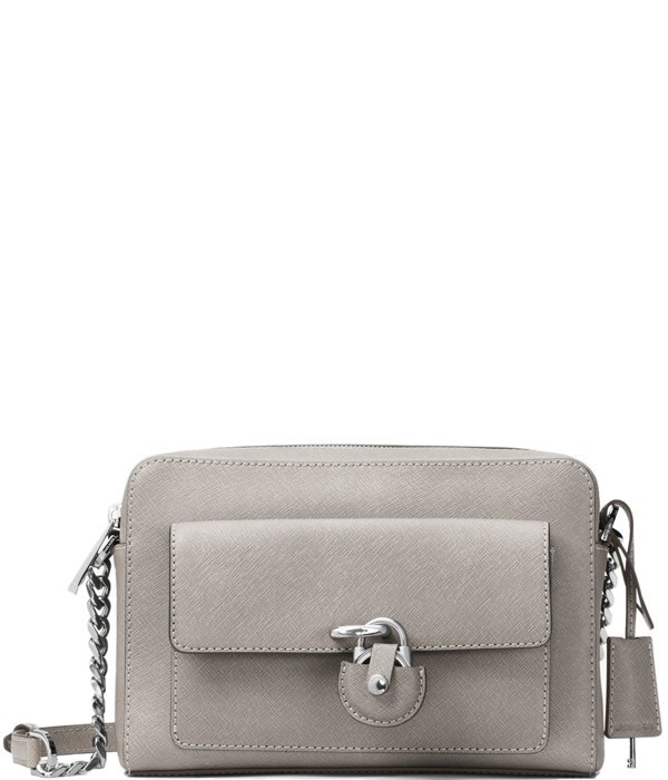Кожаная сумка через плечо Michael Kors Emma с внешним карманом серая