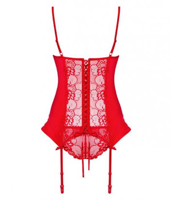 Комплект Obsessive Heartina corset красный