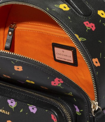 Большой рюкзак Coccinelle Clementine с цветочным принтом черный