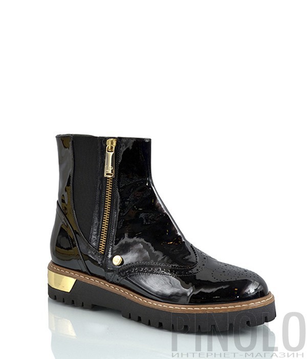 Лаковые кожаные ботинки Loretta Pettinari 11198 черные