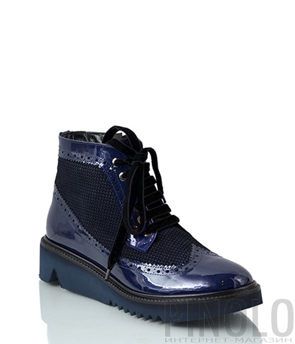 Кожаные лаковые ботинки Sgariglia Luigi 702 синие