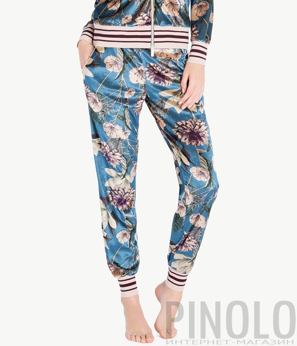 Бархатные штаны Twin Set LA7NHH с цветочным рисунком