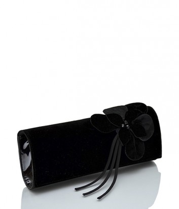 Замшевый клатч Loriblu 0116 с цветком черный