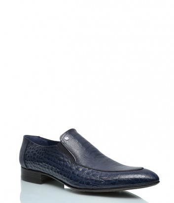 Туфли Mario Bruni 605 с тиснением под крокодила синие