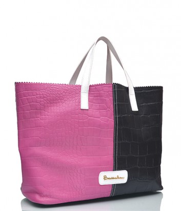 Кожаная сумка-шоппер Braccialini 8711 с тиснением под крокодила