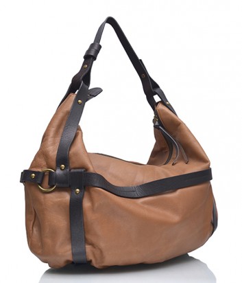 Кожаная сумка Tosca Blu 11MB175 коричневая с черными ремешками