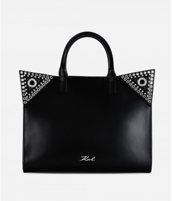Большая кожаная сумка Karl Lagerfeld Rocky Choupette черная
